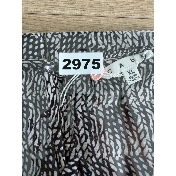 CAbi Sheer Sleeveless Blouse Womens XL Black White Abstract Artsy Minimalist - Picture 10 of 10